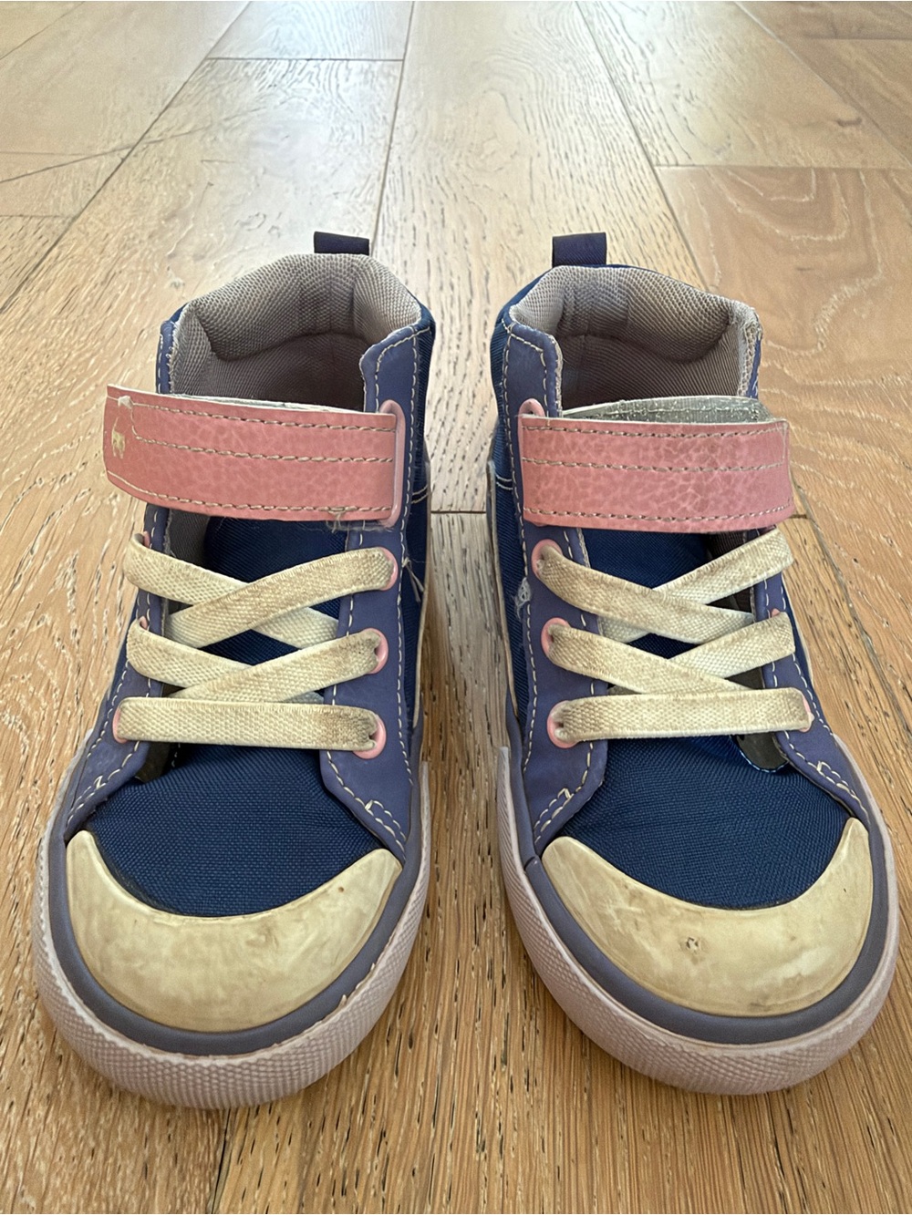 Kids Navy and Pink High-Top Sneakers